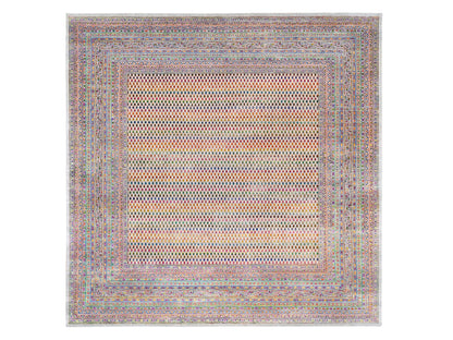 Sarouk Modern / Contemporary hand-knotted wool/sari silk rug in Beige, 11'10" x 12' — SKU O062311