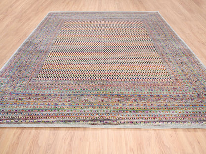 Sarouk Modern / Contemporary hand-knotted wool/sari silk rug in Beige, 11'10" x 12' — SKU O062311 (view 2)
