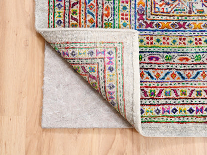 Sarouk Modern / Contemporary hand-knotted wool/sari silk rug in Beige, 11'10" x 12' — SKU O062311 (view 4)