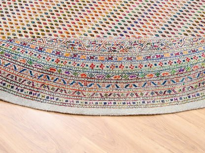 Sarouk Modern / Contemporary hand-knotted wool/silk rug in Beige, 12' x 12' — SKU O062321 (view 7)