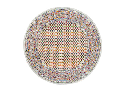 Sarouk Modern / Contemporary hand-knotted wool/sari silk rug in Beige, 6' x 6' — SKU O062329