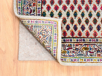 Sarouk Modern / Contemporary hand-knotted wool/sari silk runner in Beige, 2'4" x 10'2" — SKU O062330 (view 3)