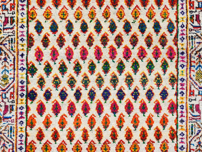 Sarouk Modern / Contemporary hand-knotted wool/sari silk runner in Beige, 2'4" x 10'2" — SKU O062330 (view 5)