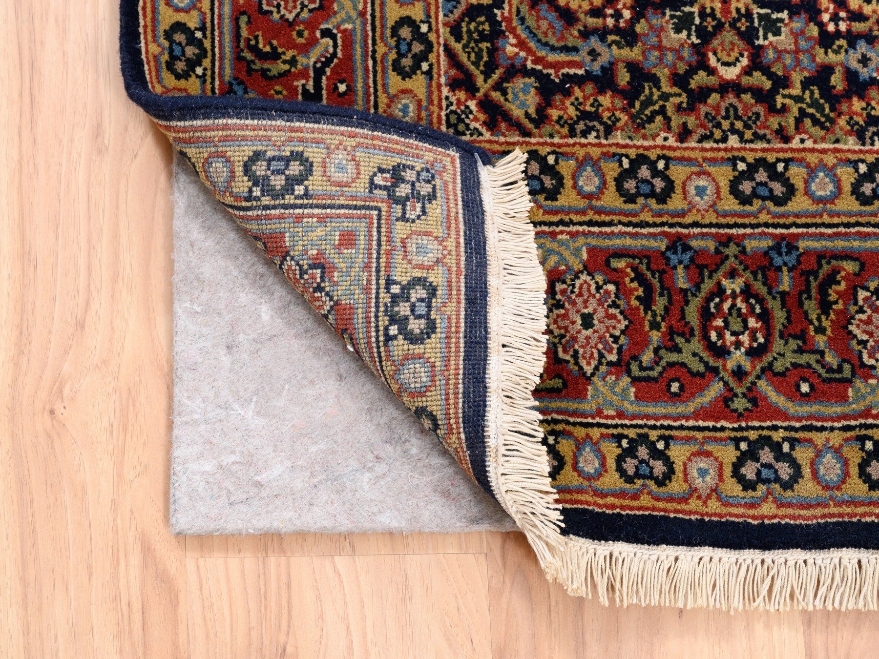 Fine Oriental hand-knotted wool/silk rug in Black & Red, 4' x 6' — SKU O062346 (view 3)