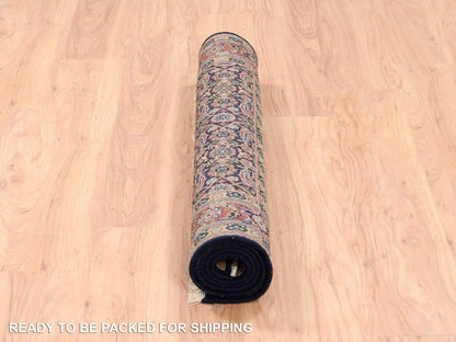 Fine Oriental hand-knotted wool/silk rug in Black & Red, 4' x 6' — SKU O062346 (view 6)