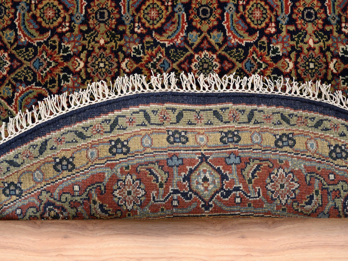 Fine Oriental hand-knotted wool/silk rug in Black & Red, 5'9" x 5'9" — SKU O062349 (view 3)