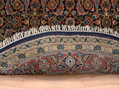 Fine Oriental hand-knotted wool/silk rug in Black & Red, 5'9" x 5'9" — SKU O062349 (view 3)