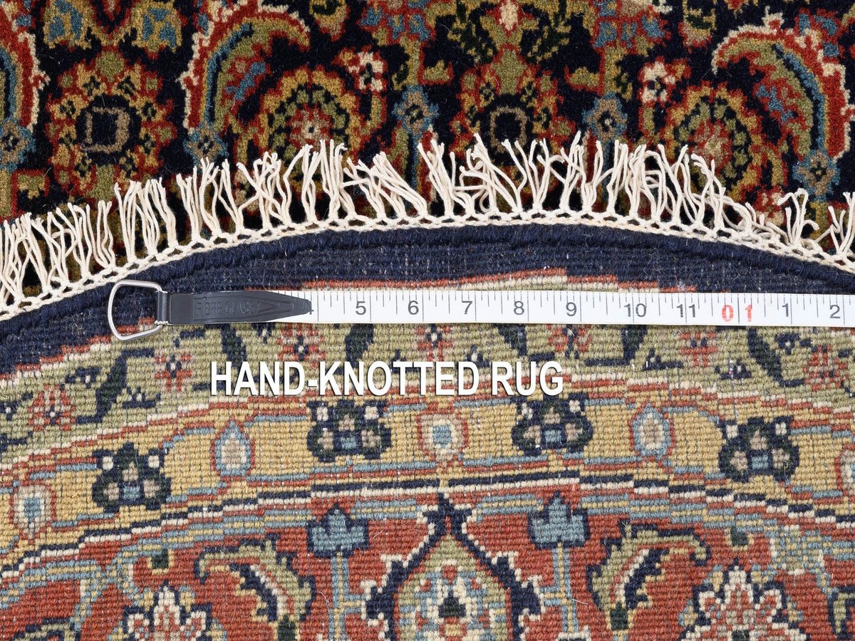 Fine Oriental hand-knotted wool/silk rug in Black & Red, 5'9" x 5'9" — SKU O062349 (view 8)