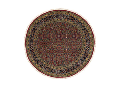 Red 6'0" x 6'1" Traditional Hand knotted Wool/Silk Rug - Sku: O062350