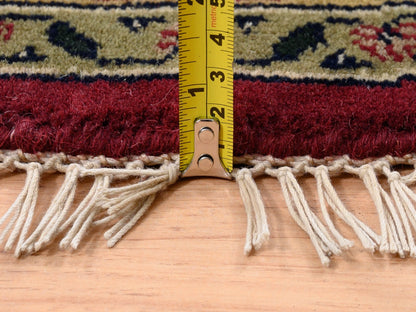 Red 6'0" x 6'1" Traditional Hand knotted Wool/Silk Rug - Sku: O062350
