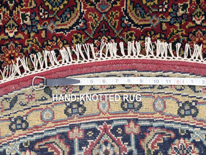 Red 6'0" x 6'1" Traditional Hand knotted Wool/Silk Rug - Sku: O062350