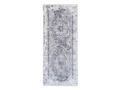 Grey 4'1" x 10'0" Transitional Hand knotted Wool/Silk Rug - Sku: O062355