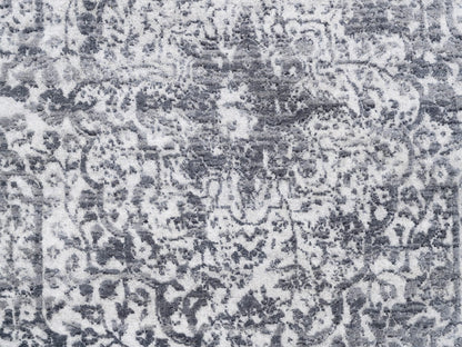 Grey 4'1" x 10'0" Transitional Hand knotted Wool/Silk Rug - Sku: O062355