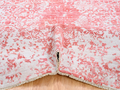 Pink 12'2" x 15'0" Transitional Hand knotted Wool/Silk Rug - Sku: O062356