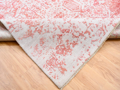 Pink 12'2" x 15'0" Transitional Hand knotted Wool/Silk Rug - Sku: O062356