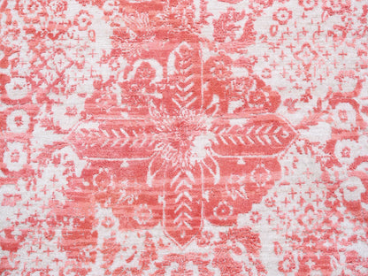 Transitional hand-knotted wool/pure silk rug in Pink, 12'2" x 15' — SKU O062356 (view 8)