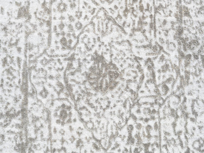 Grey 2'7" x 10'0" Transitional Hand knotted Wool/Silk Rug - Sku: O062361