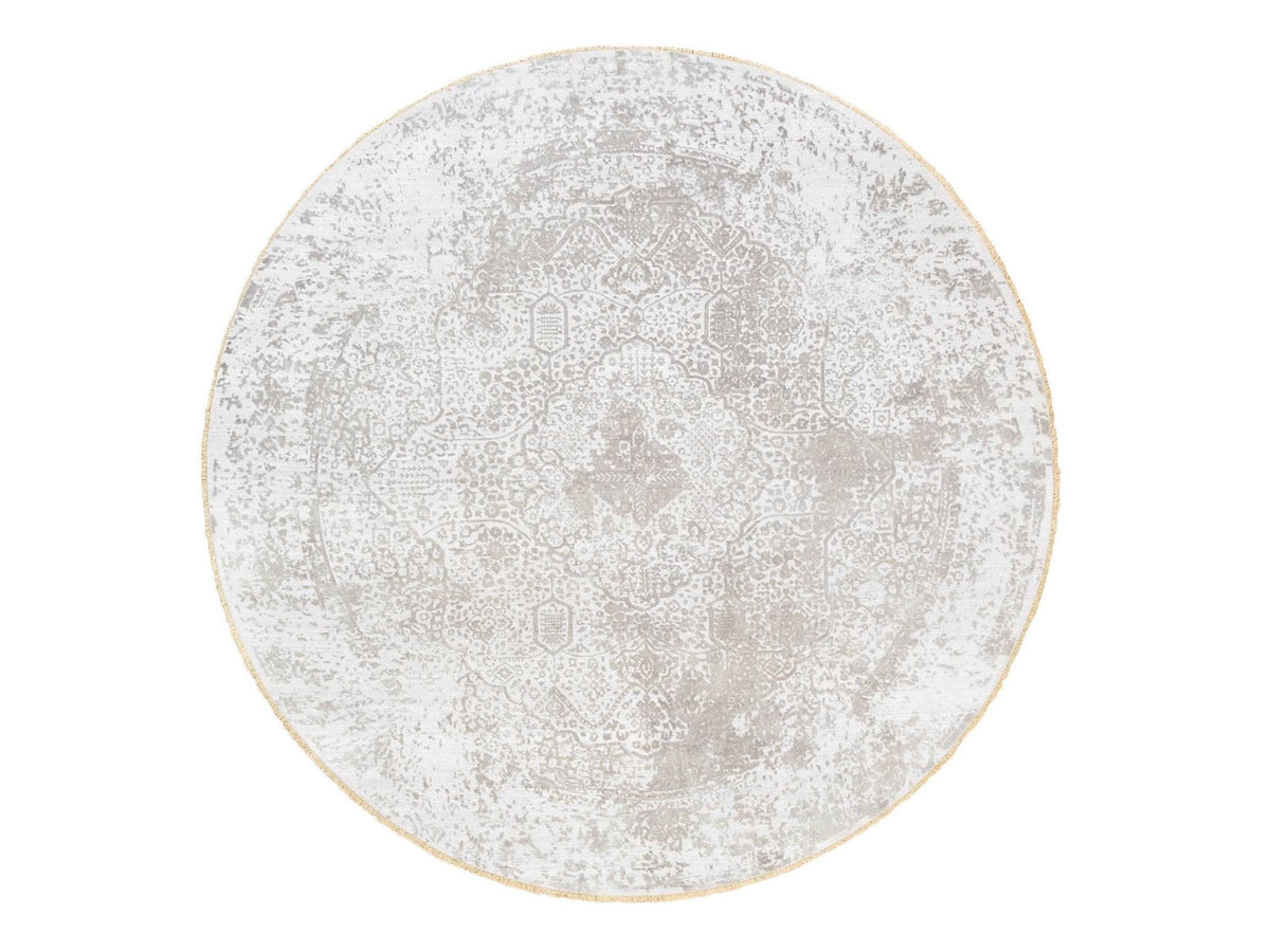 Transitional hand-knotted wool/pure silk rug in Gray, 10' x 10' — SKU O062368