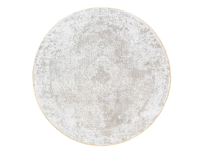 Grey 10'0" x 10'0" Transitional Hand knotted Wool/Silk Rug - Sku: O062368
