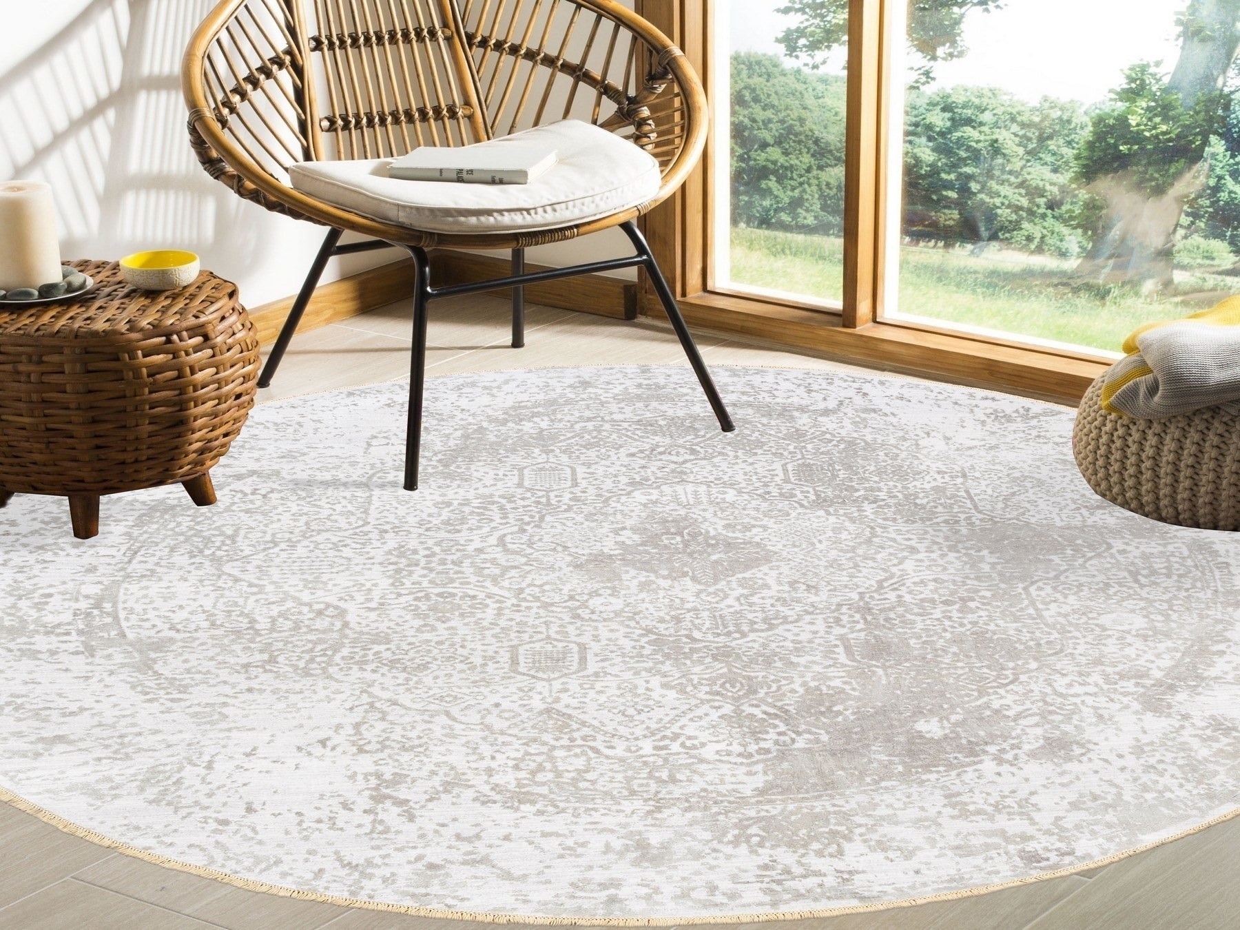 Transitional hand-knotted wool/pure silk rug in Gray, 10' x 10' — SKU O062368 (view 2)