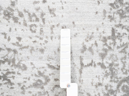 Grey 10'0" x 10'0" Transitional Hand knotted Wool/Silk Rug - Sku: O062368