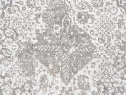 Grey 10'0" x 10'0" Transitional Hand knotted Wool/Silk Rug - Sku: O062368