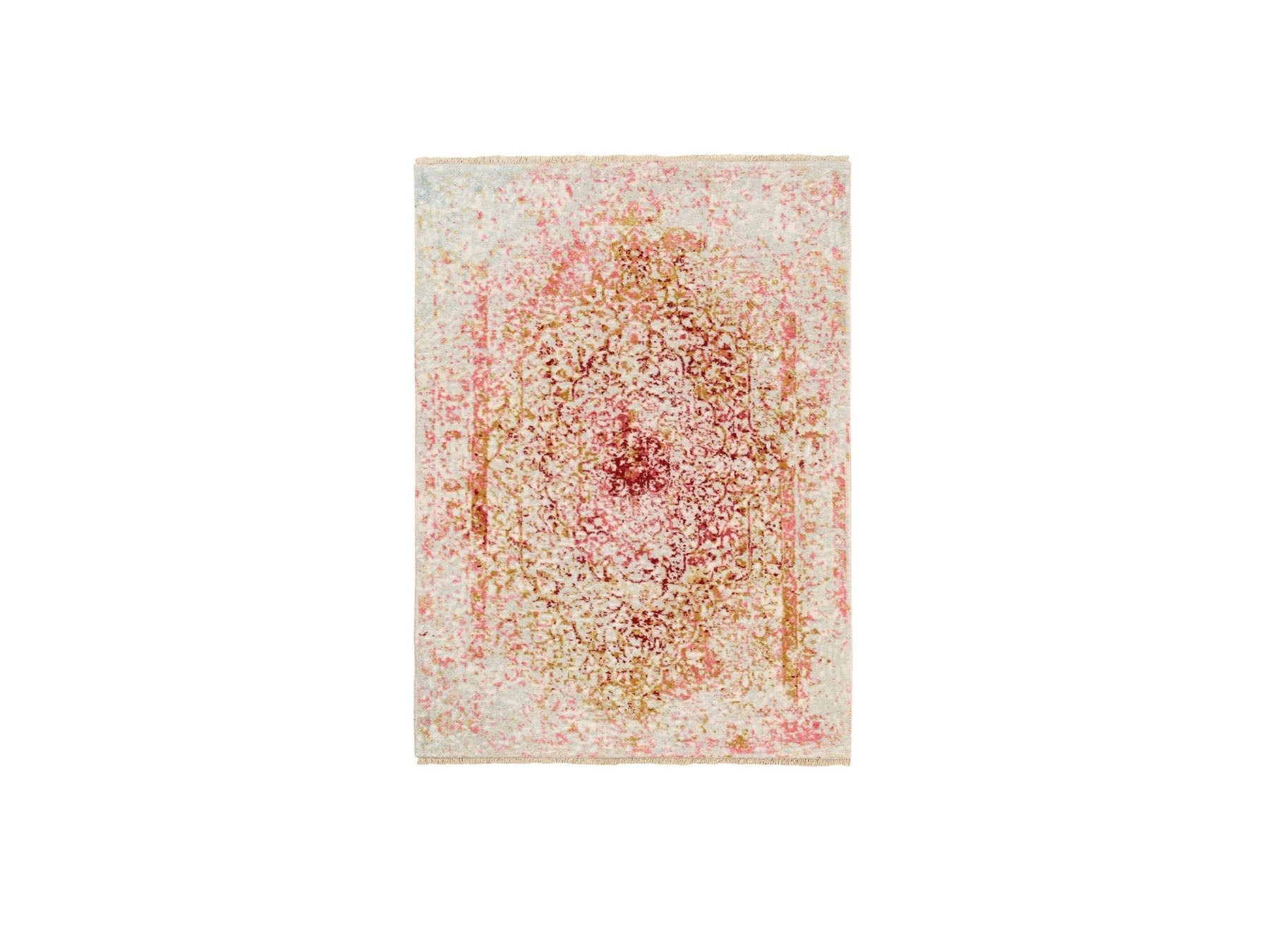 Modern / Contemporary hand-knotted wool/silk rug in Pink, 3' x 5' — SKU O062371