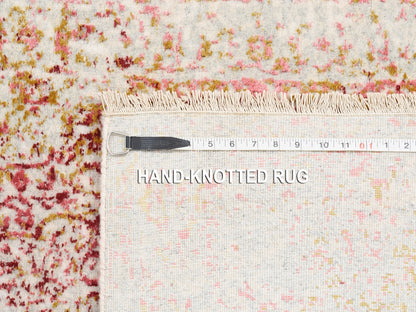 Pink 3'0" x 5'0" Modern / Contemporary Hand knotted Wool/Silk Rug - Sku: O062371