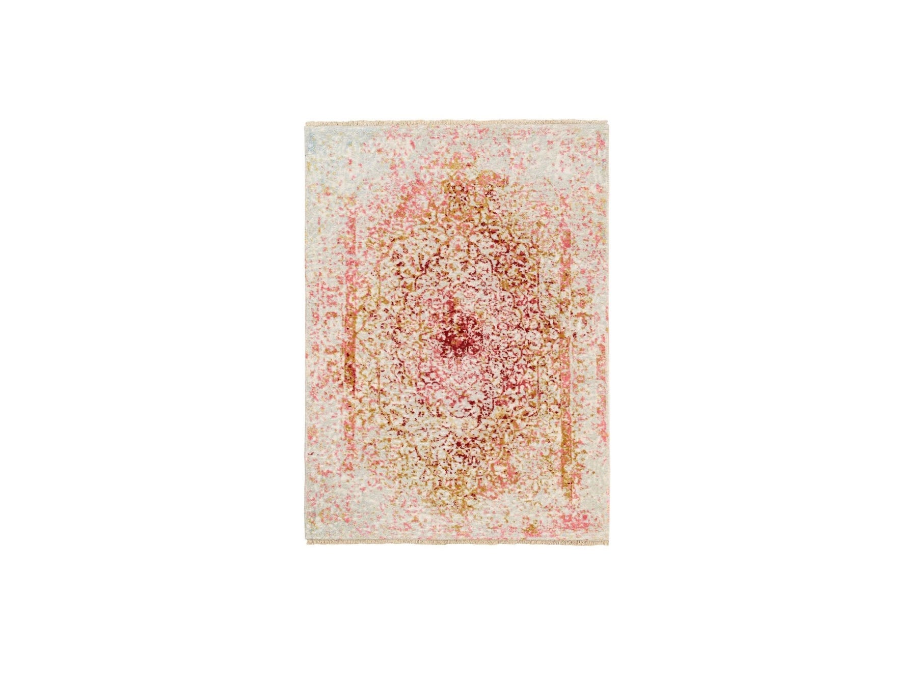 Modern / Contemporary hand-knotted wool/pure silk rug in Pink, 3'1" x 4'10" — SKU O062372