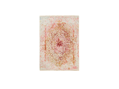 Pink 3'1" x 4'10" Modern / Contemporary Hand knotted Wool/Silk Rug - Sku: O062372