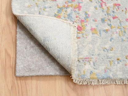Pink 9'1" x 12'0" Modern / Contemporary Hand knotted Wool/Silk Rug - Sku: O062373