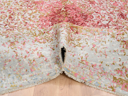 Pink 9'1" x 12'0" Modern / Contemporary Hand knotted Wool/Silk Rug - Sku: O062373