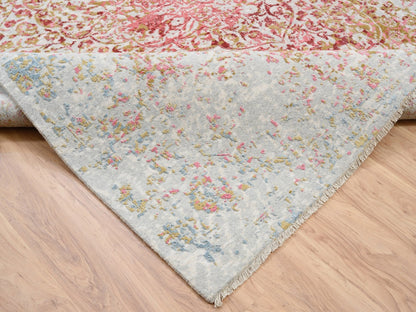 Pink 9'1" x 12'0" Modern / Contemporary Hand knotted Wool/Silk Rug - Sku: O062373