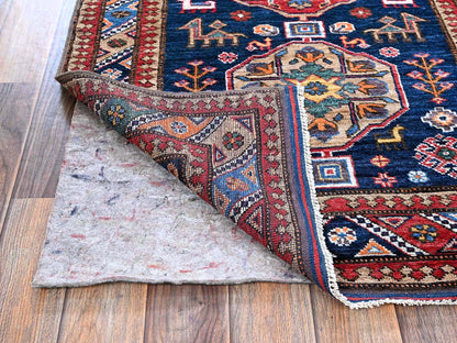 Blue 2'8" x 9'6" Kazak Hand knotted Wool Rug - Sku: O0623