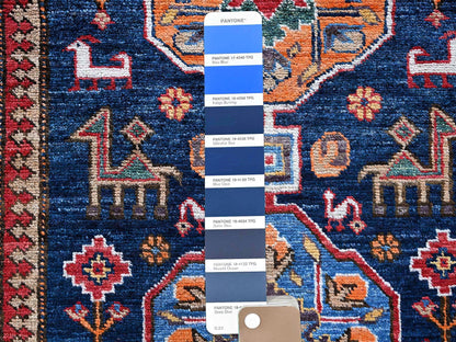 Blue 2'8" x 9'6" Kazak Hand knotted Wool Rug - Sku: O0623