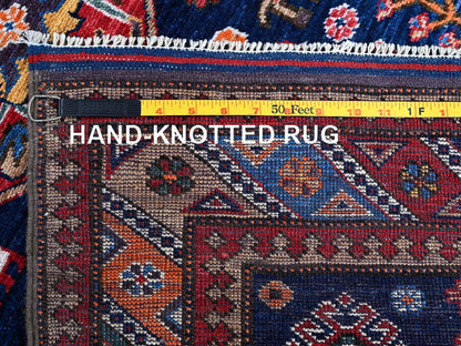 Blue 2'8" x 9'6" Kazak Hand knotted Wool Rug - Sku: O0623