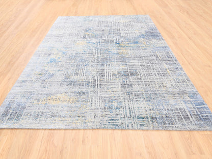 Grey 8'1" x 10'0" Modern / Contemporary Hand knotted Wool/Silk Rug - Sku: O062405
