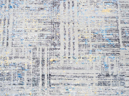 Grey 8'1" x 10'0" Modern / Contemporary Hand knotted Wool/Silk Rug - Sku: O062405