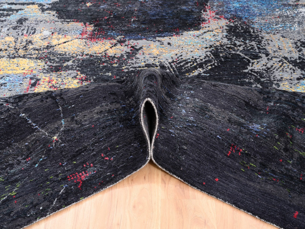 Modern / Contemporary hand-knotted wool/silk rug in Black, 8' x 10' — SKU O062407 (view 5)