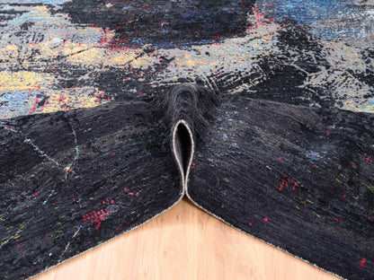 Modern / Contemporary hand-knotted wool/silk rug in Black, 8' x 10' — SKU O062407 (view 5)