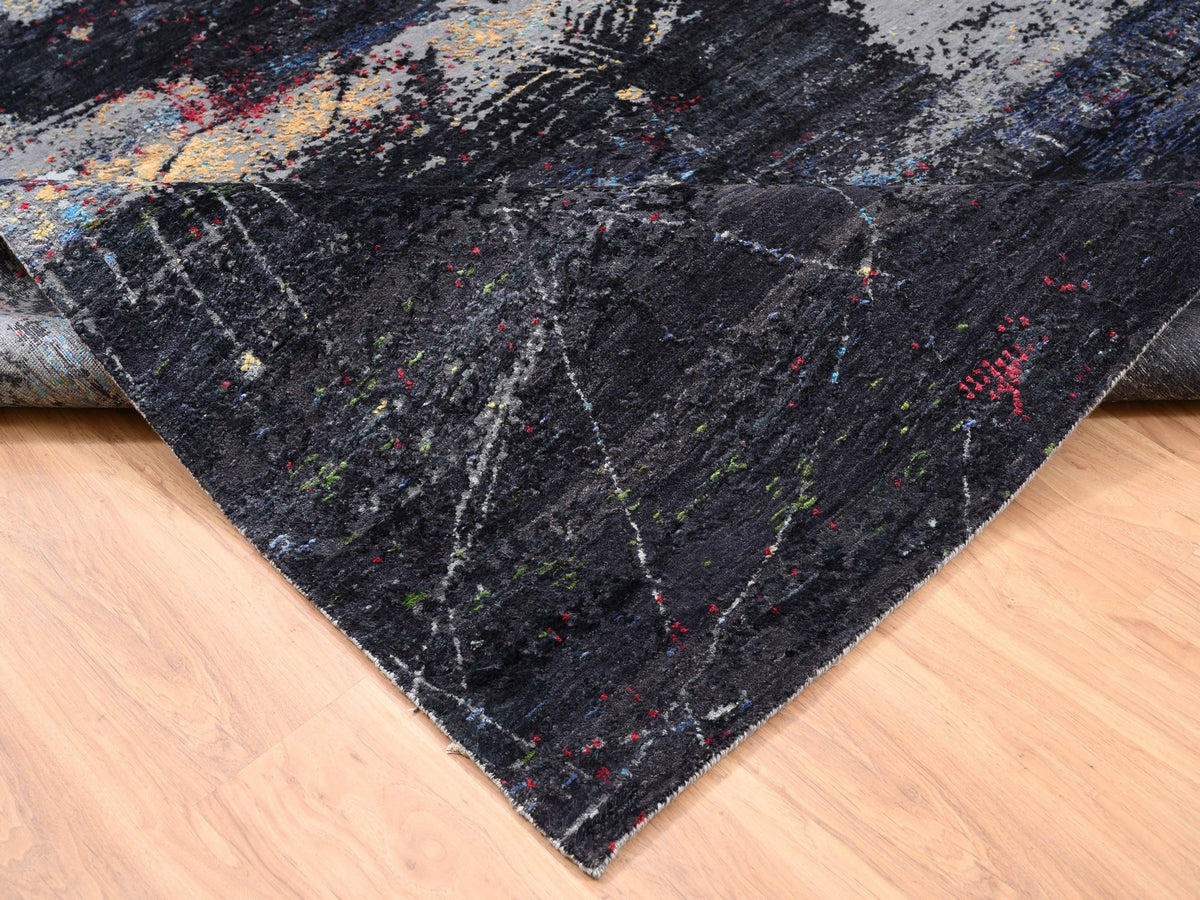 Modern / Contemporary hand-knotted wool/silk rug in Black, 8' x 10' — SKU O062407 (view 6)