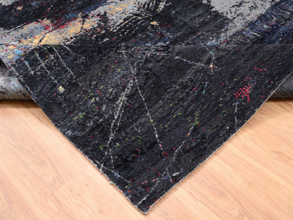 Modern / Contemporary hand-knotted wool/silk rug in Black, 8' x 10' — SKU O062407 (view 6)