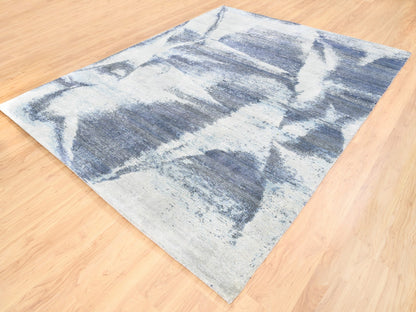 Modern / Contemporary hand-knotted wool/silk rug in Blue, 7'10" x 10' — SKU O062411 (view 3)