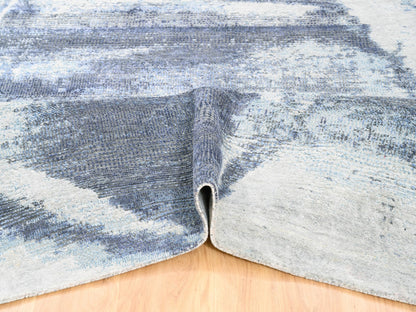 Modern / Contemporary hand-knotted wool/silk rug in Blue, 7'10" x 10' — SKU O062411 (view 5)