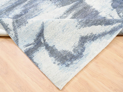 Modern / Contemporary hand-knotted wool/silk rug in Blue, 7'10" x 10' — SKU O062411 (view 6)