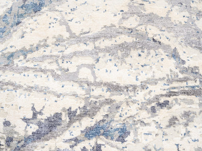 Ivory 4'1" x 5'9" Modern and Contemporary Hand knotted Wool/Silk Rug - Sku: O062429