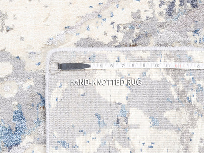 Ivory 4'1" x 5'9" Modern and Contemporary Hand knotted Wool/Silk Rug - Sku: O062429