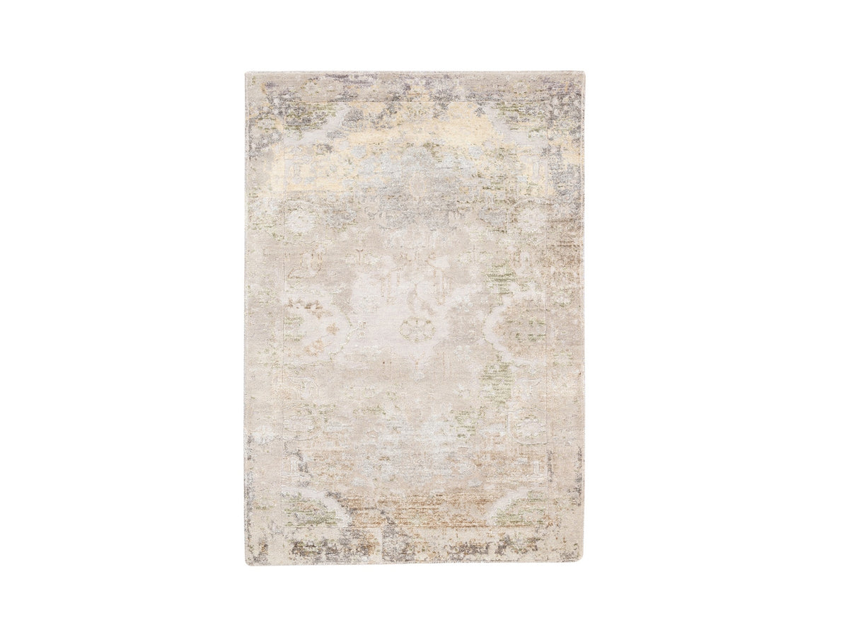 Modern / Contemporary hand-knotted wool/silk rug in Beige, 3' x 5' — SKU O062431