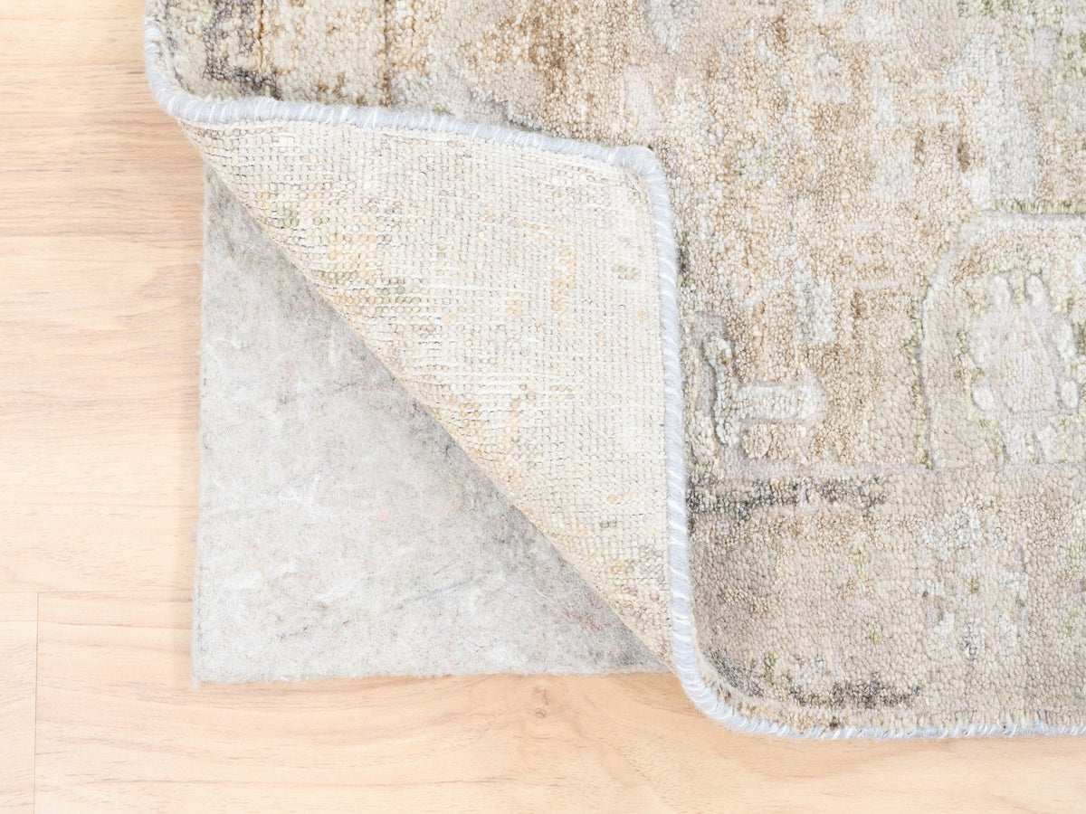 Modern / Contemporary hand-knotted wool/silk rug in Beige, 3' x 5' — SKU O062431 (view 3)
