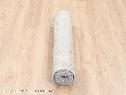 Modern / Contemporary hand-knotted wool/silk rug in Beige, 3' x 5' — SKU O062431 (view 6)